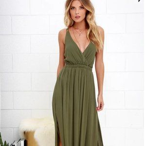Lulu's Lost in Paradise Olive Green Maxi Dress